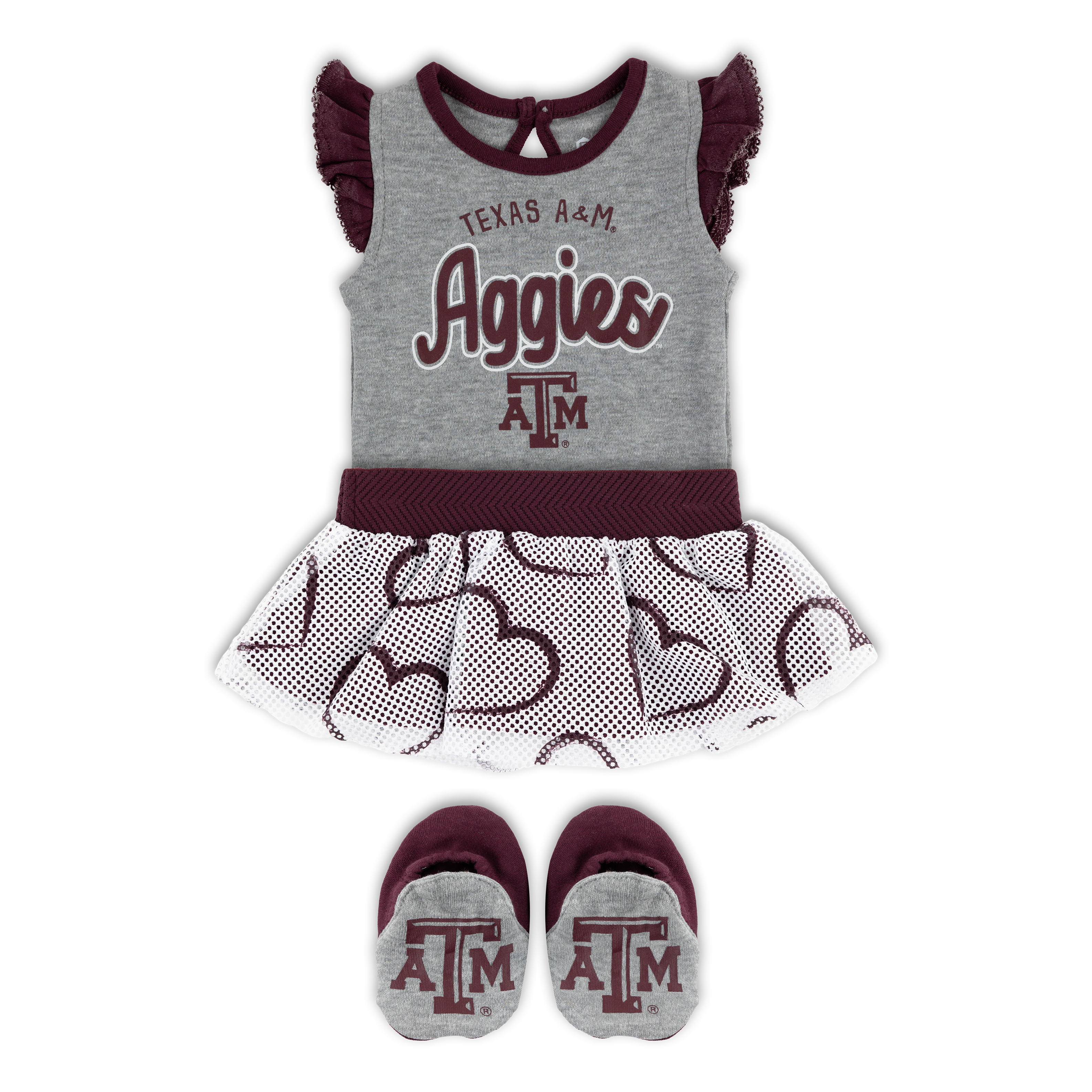 Texas A&M Aggies Infant Grey/Maroon 3/4 Sleeve Baseball Jersey Bodysuit