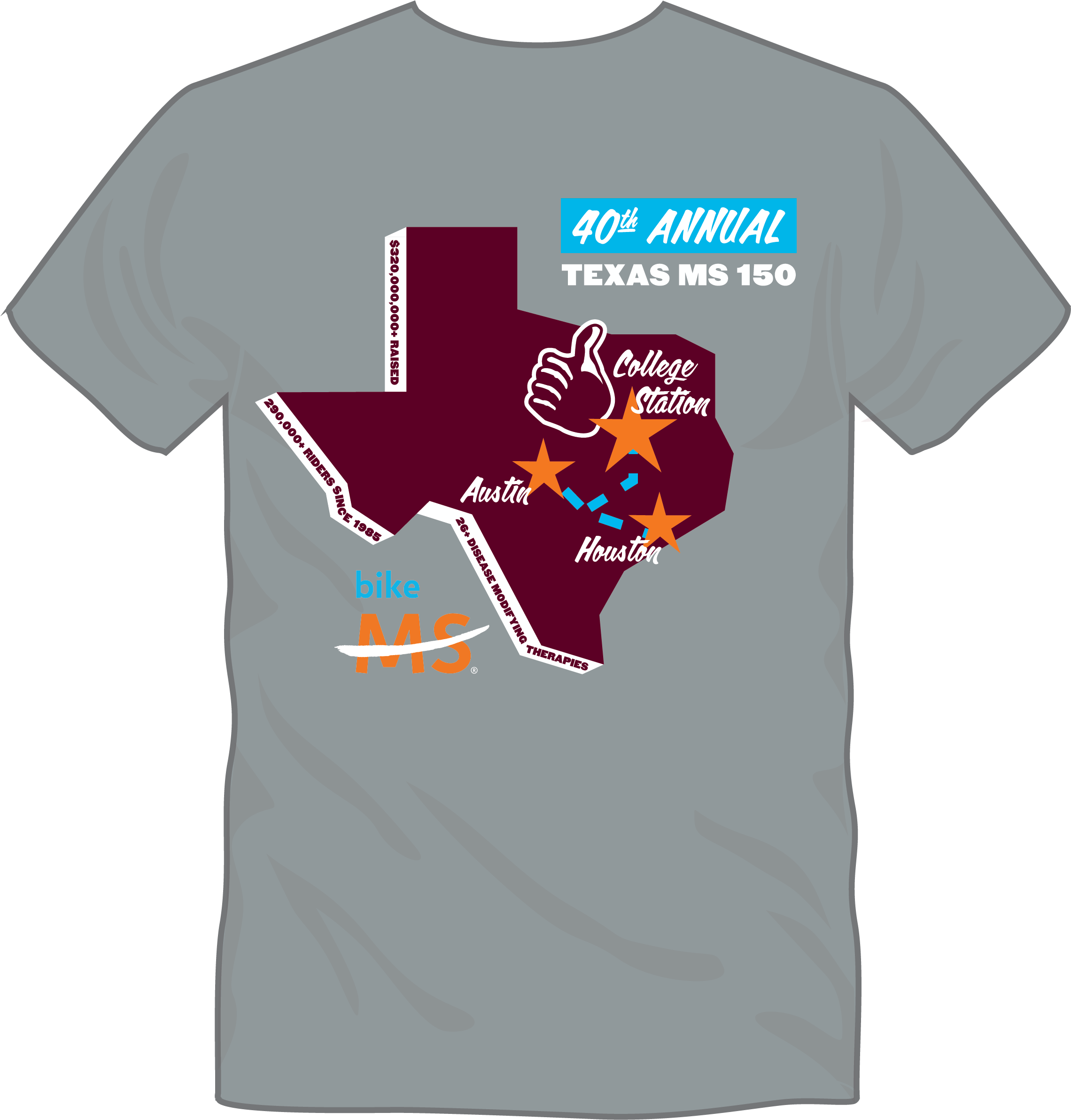 Texas 2024 MS 150 Grey TShirt