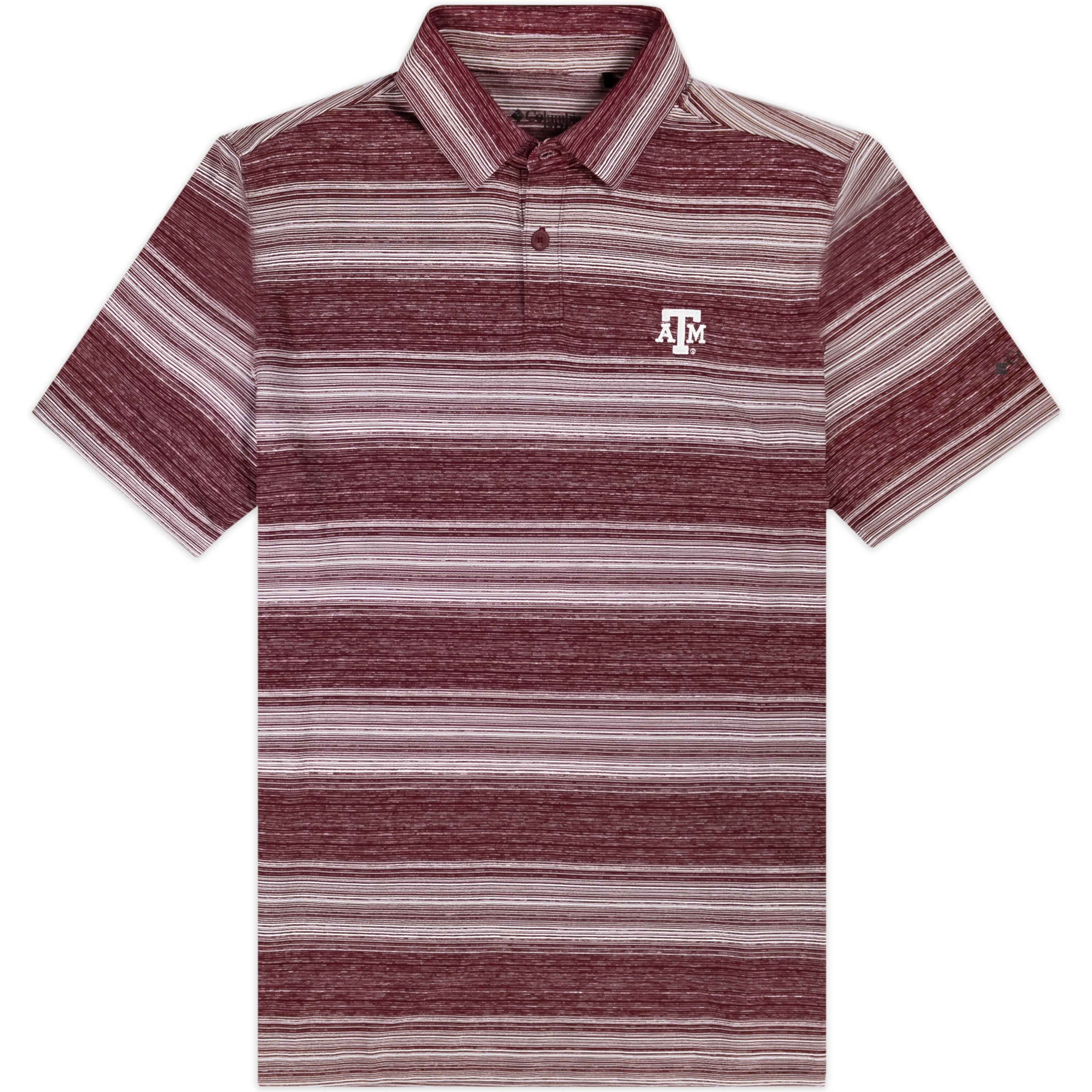 Texas A&M Peter Millar Jubilee Stripe Performance Polo S / Maroon/White