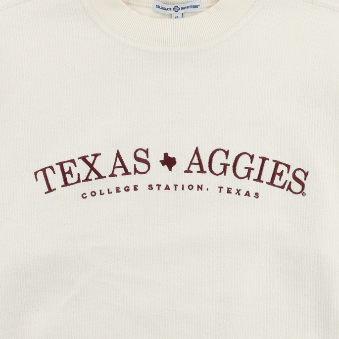 Texas Aggies Simple Embroidered Corduroy Oversized Pullover