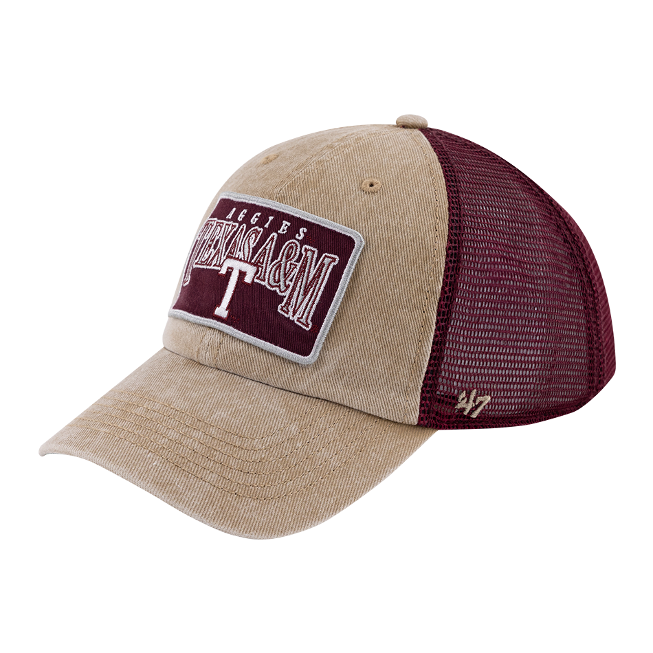 Texas A&M '47 Brand Aggies Block T Patch Tan & Maroon Unstructured Hat