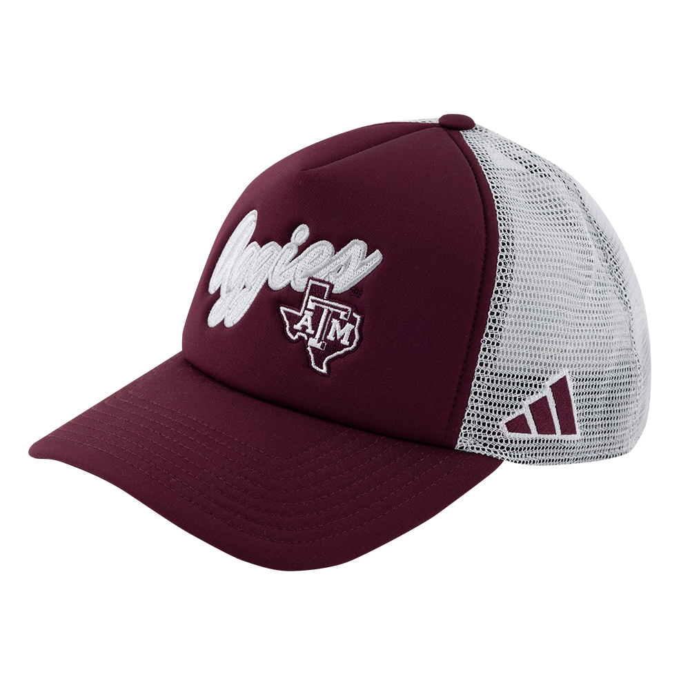 Texas A&M Adidas Aggies Script Lonestar Foam Trucker Hat