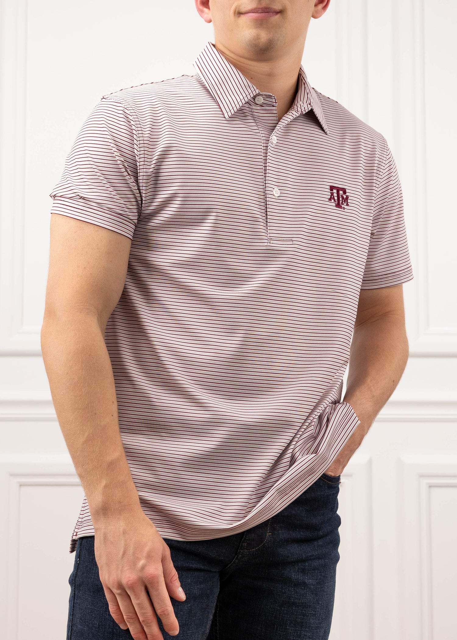 Texas A&M Tri-Color Striped Polo