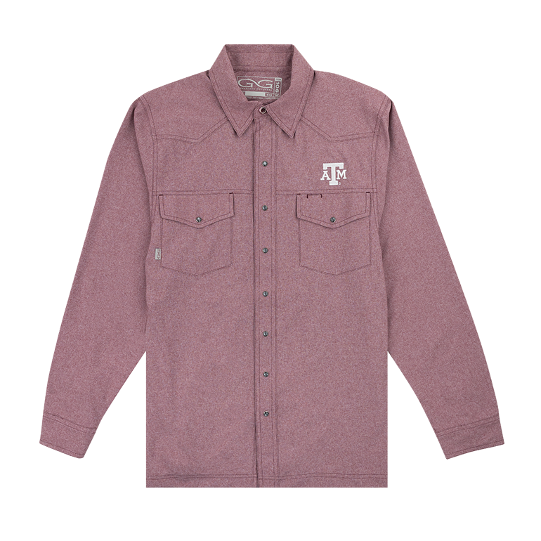 Texas A&M GameGuard Maroon Pearl Snap Shirt Long Sleeve