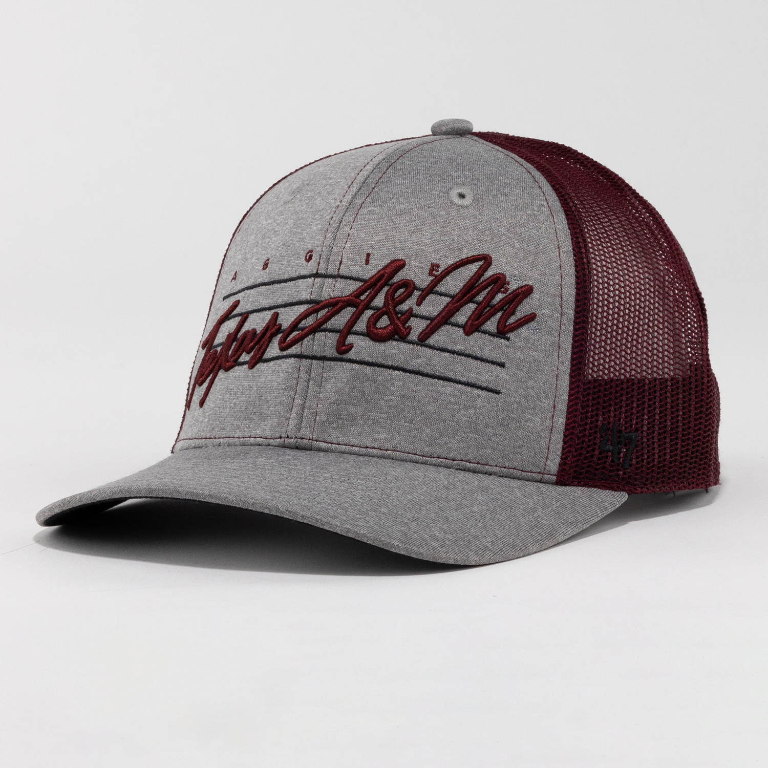 Texas A&M Downdraft Script Trucker Hat