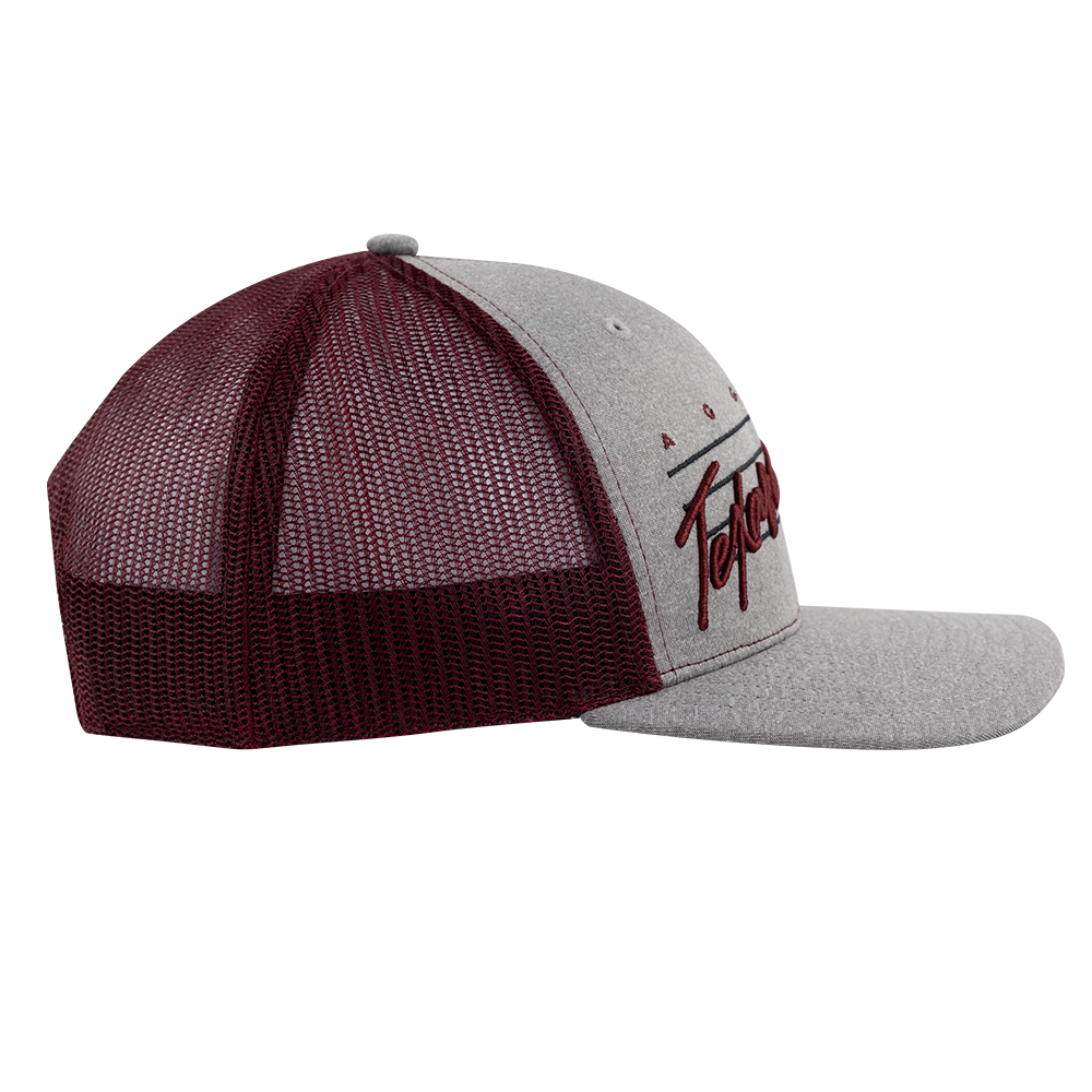 Texas A&M Downdraft Script Trucker Hat