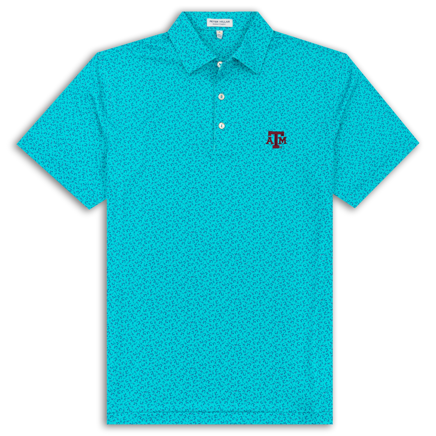 Texas A&M Peter Millar Blue Hammerhead Shark Performance Jersey Polo