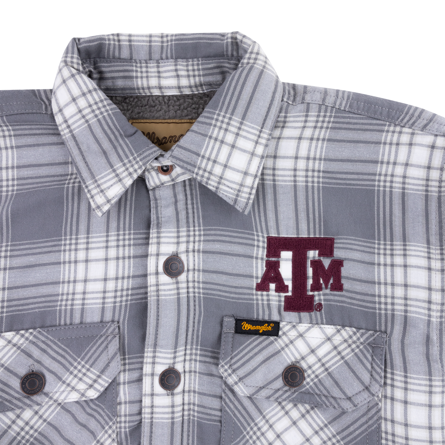 Texas A M Wrangler Authentic Sherpa Lined Flannel Shirt Jacket