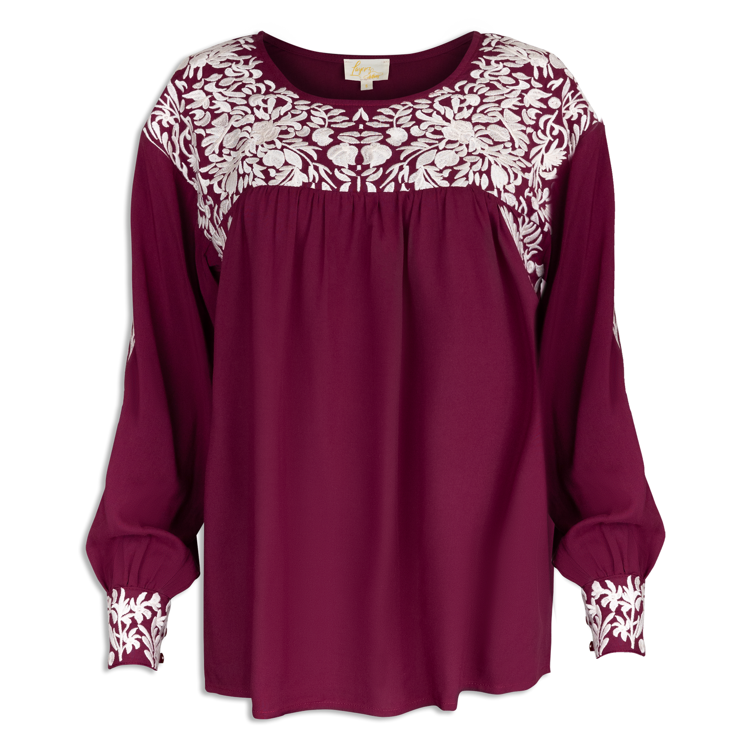 Layerz Maroon Long Sleeve with White Embroidery