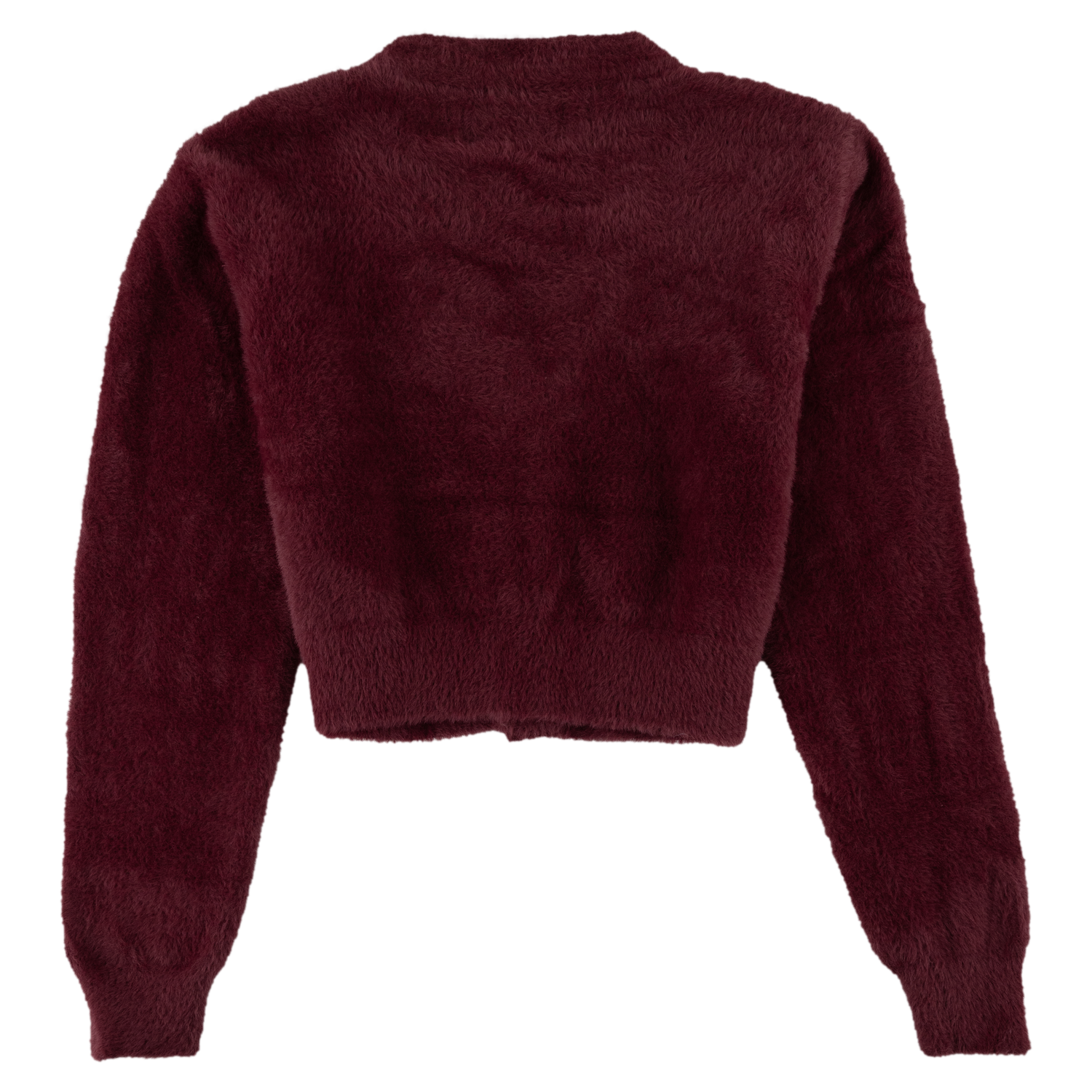 Maroon Fuzzy Cropped Cardigan