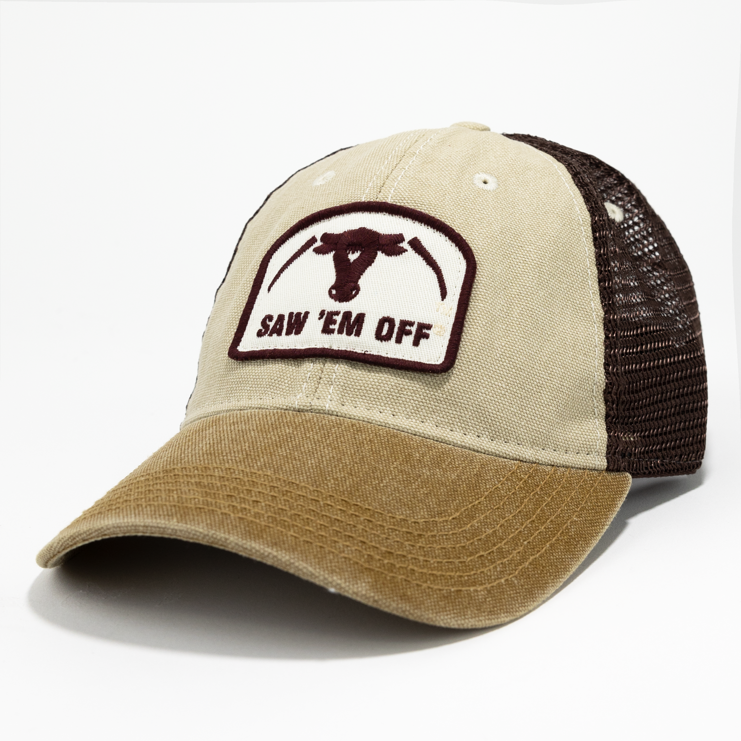 Saw Em Off Dashboard Patch Tan Hat