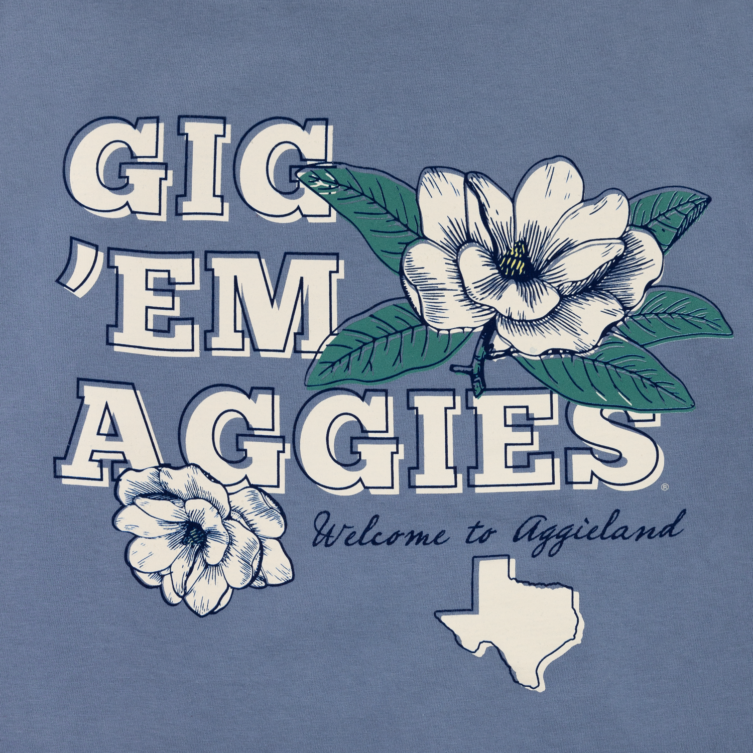 Texas A&M Gig 'Em Aggies Floral Blue T-Shirt
