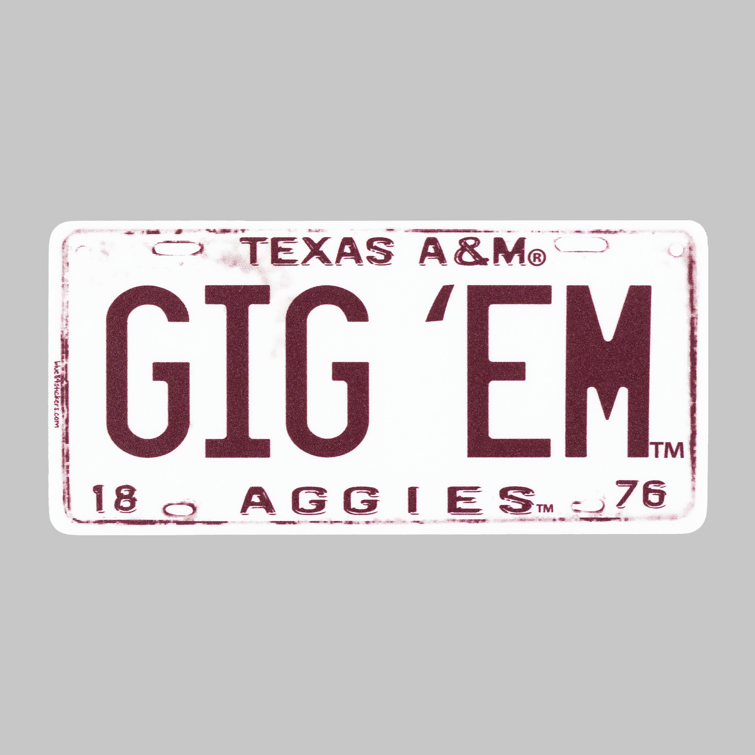 Texas A&M Gig 'Em License Plate Sticker