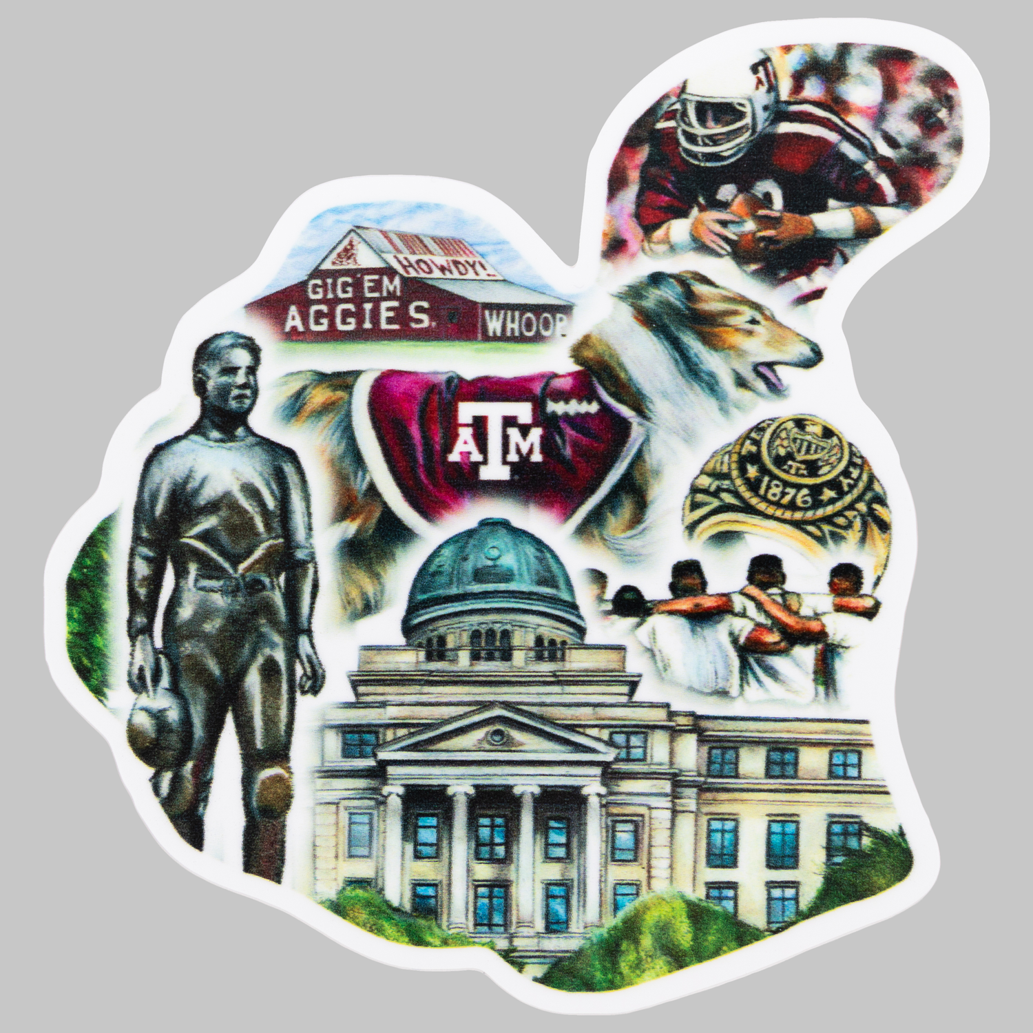 Texas A&M Gig 'Em Thumb Collage Dizzler Sticker