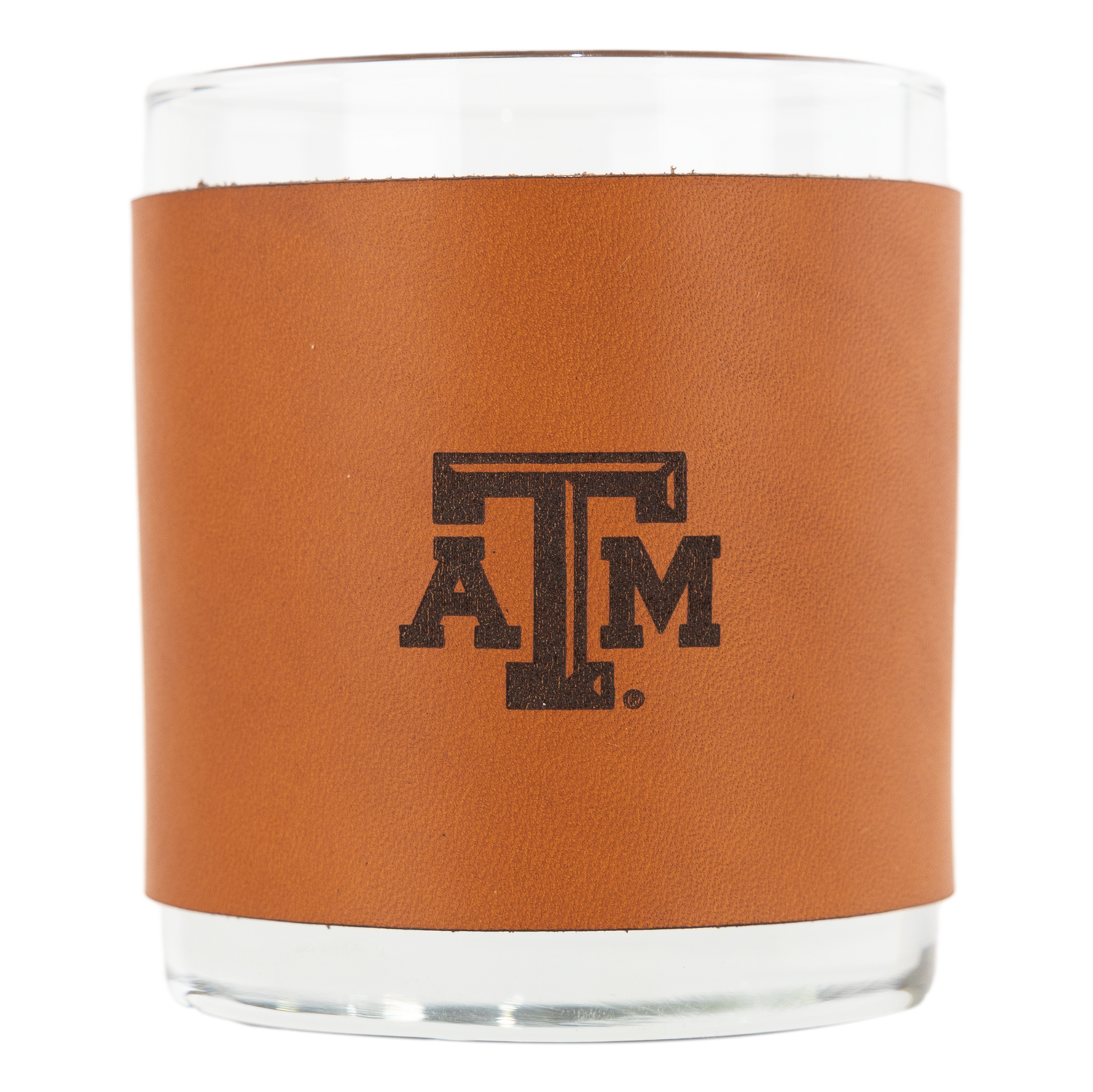 Texas A&M Tan Leather Whiskey Glass