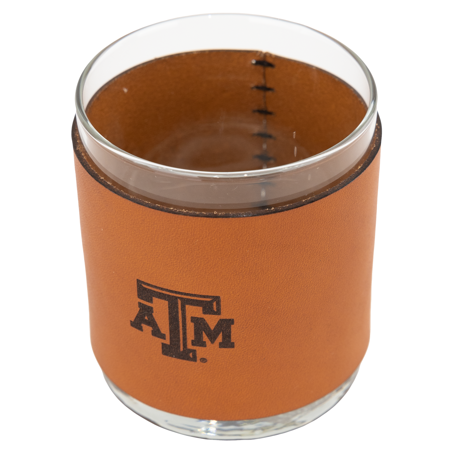 Texas A&M Tan Leather Whiskey Glass