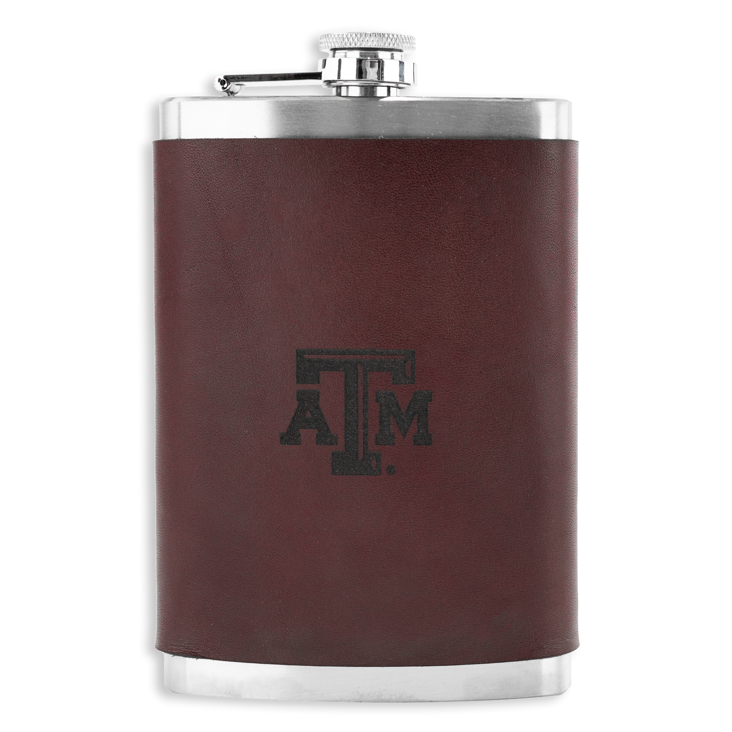 Texas A&M Maroon Leather 8oz Flask