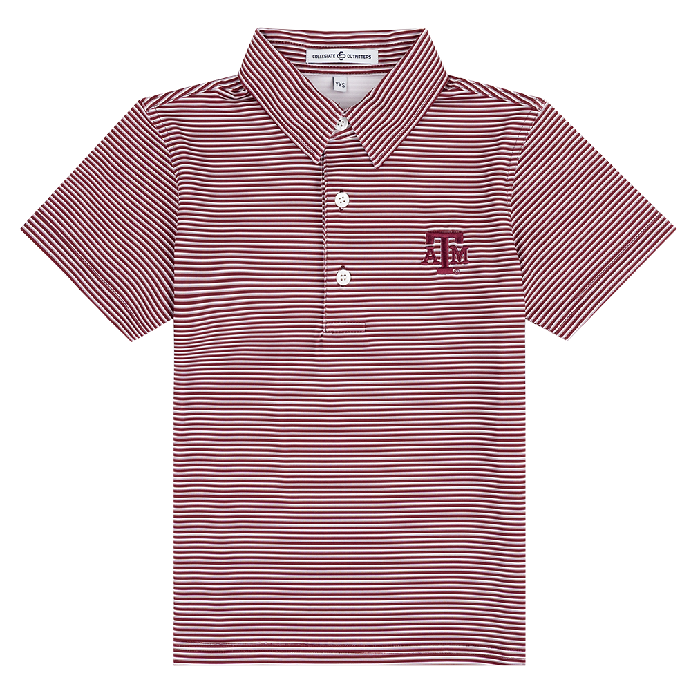 Texas A&M Collegiate Outfitters Youth Maroon Striped Polo