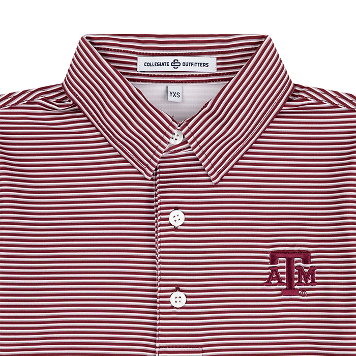 Texas A&M Collegiate Outfitters Youth Maroon Striped Polo