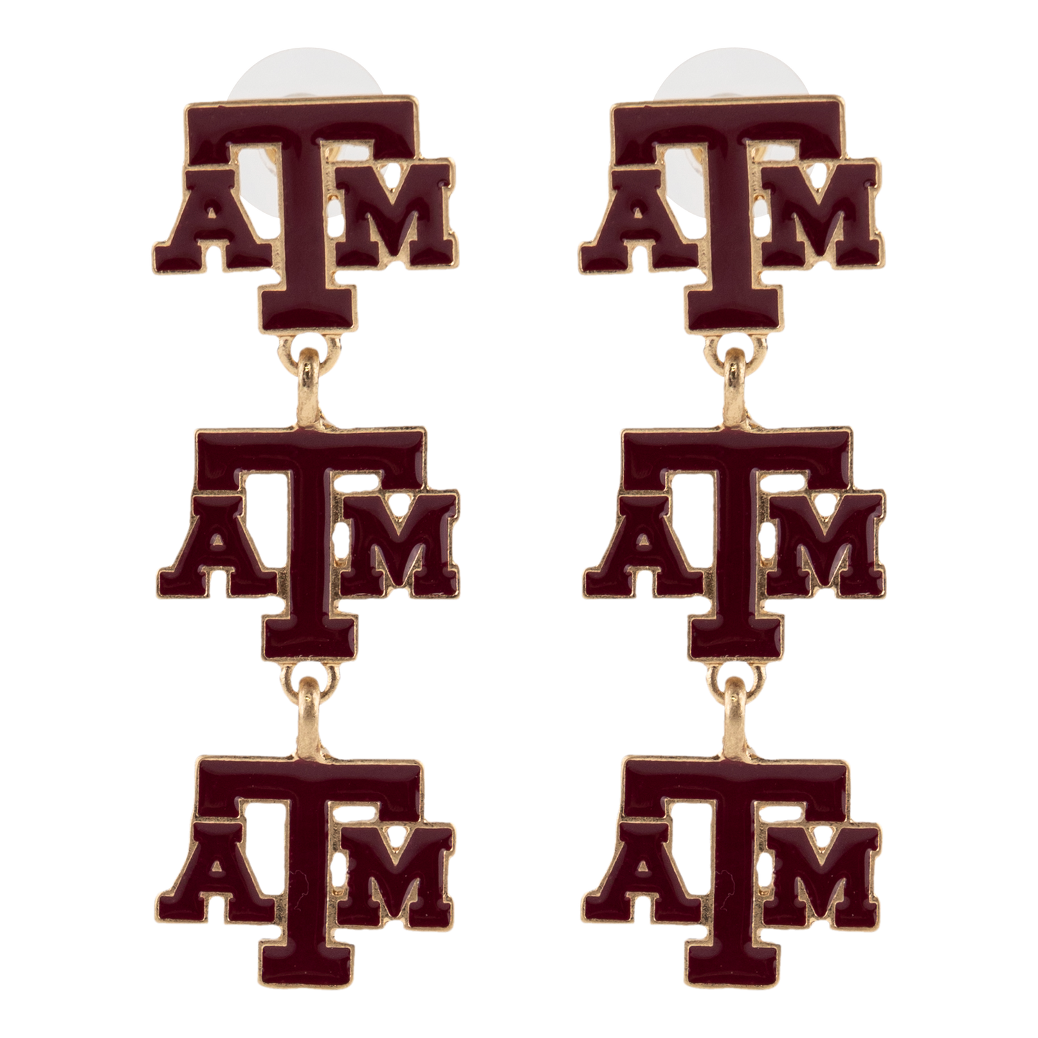 Texas A&M Triple Drop Enamel Earrings