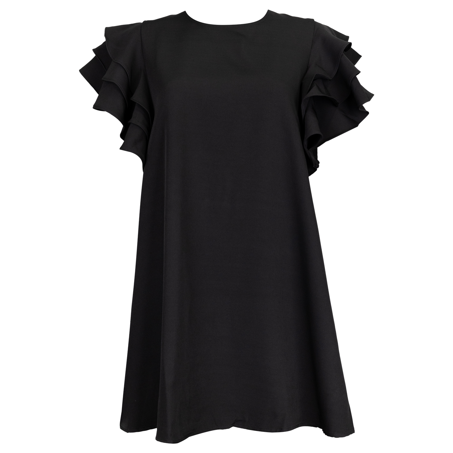 Ruffle Sleeve Black Dress