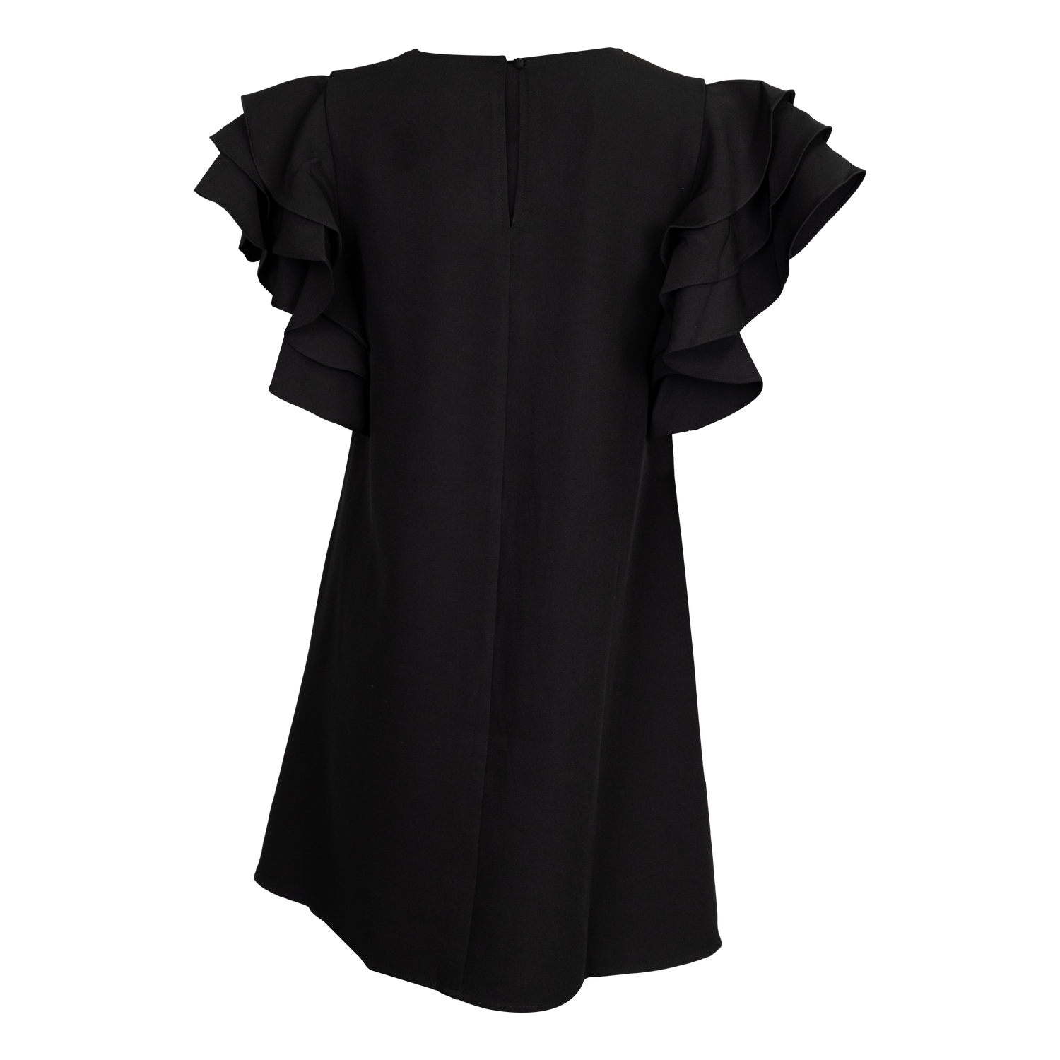 Ruffle Sleeve Black Dress