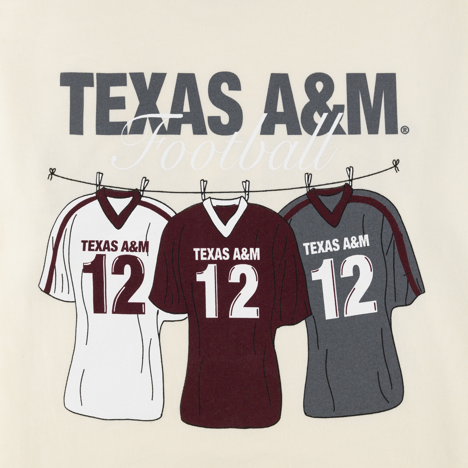 Texas A&M Football Jersey Line T-Shirt XL / GDH100 Parchment