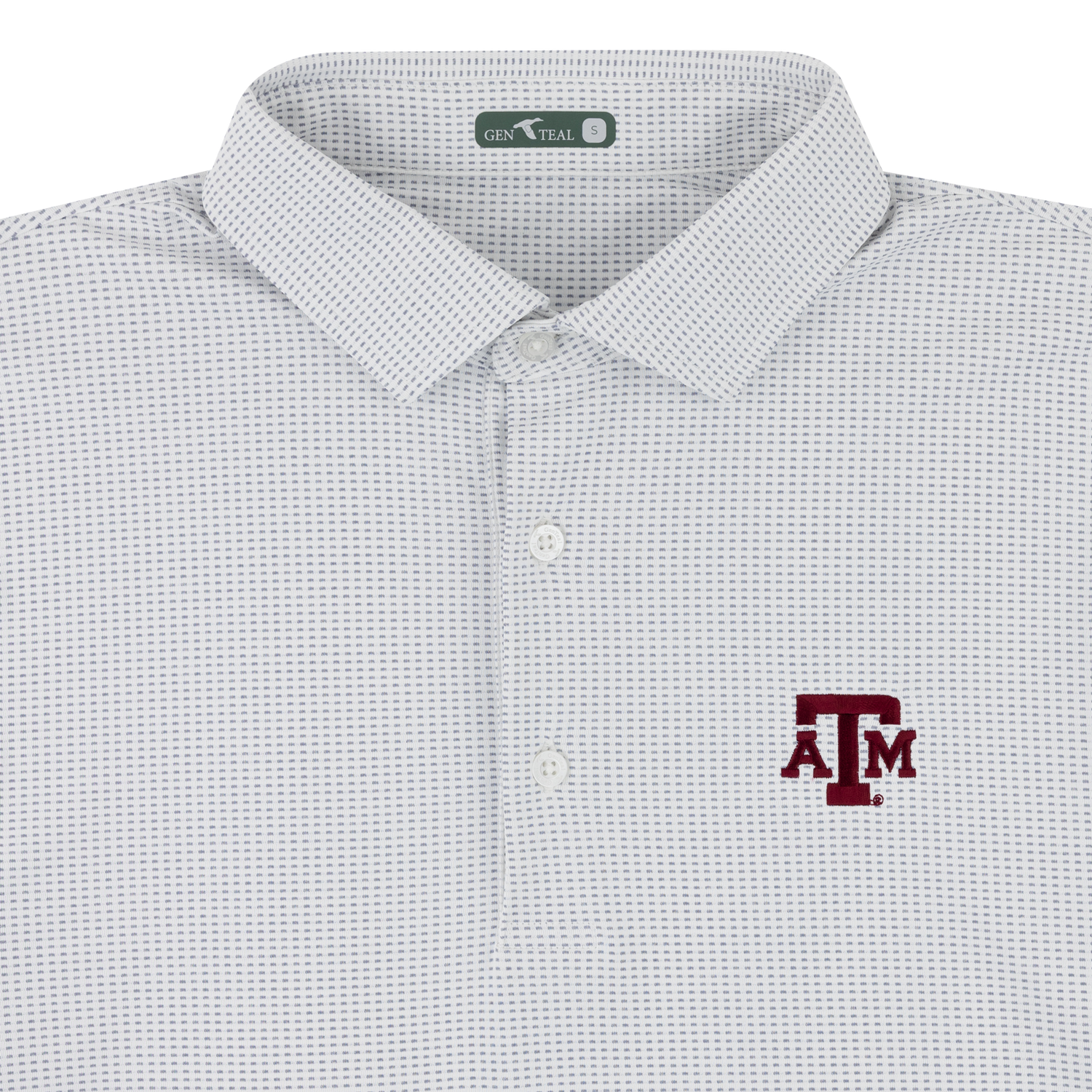 Texas A&M Gen Teal Textured Jacquard Brr Polo