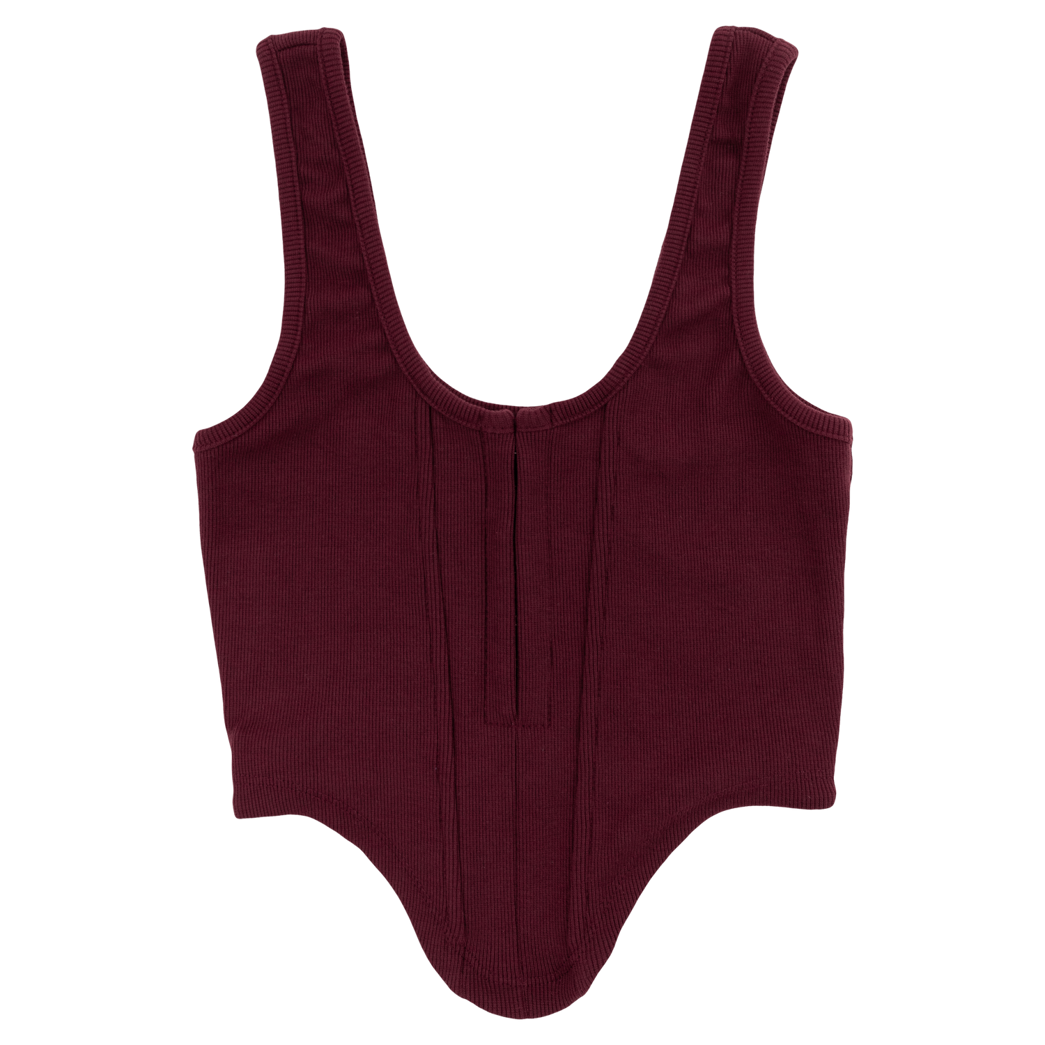 Maroon Notch Corset Style Tank Top