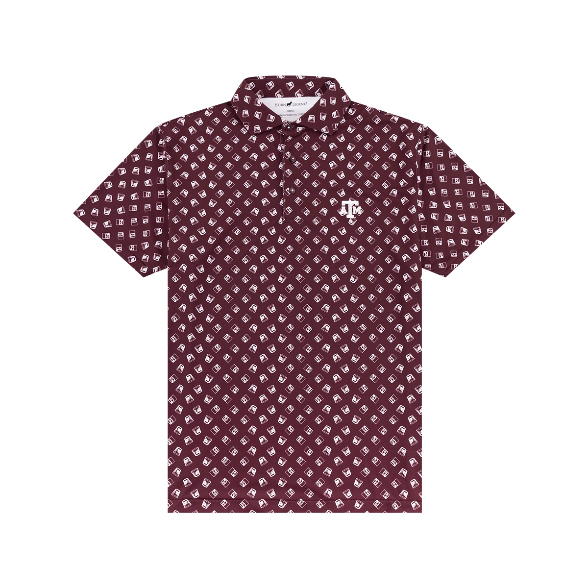 Texas A&M Horn Legend Maroon Bourbon Print Polo