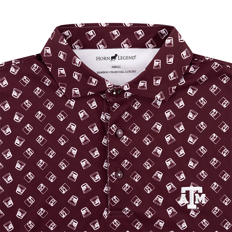 Texas A&M Horn Legend Maroon Bourbon Print Polo