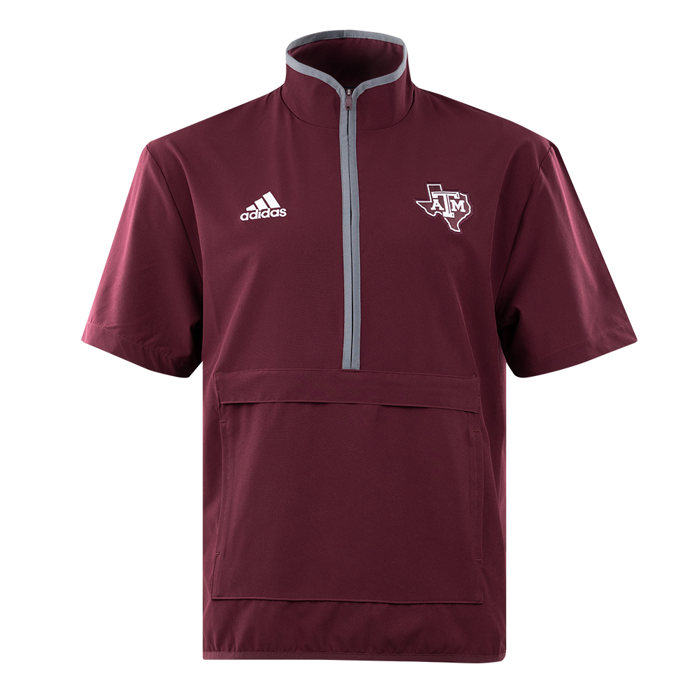 Texas A&M Adidas Maroon Woven Short Sleeve Quarter Zip Jacket