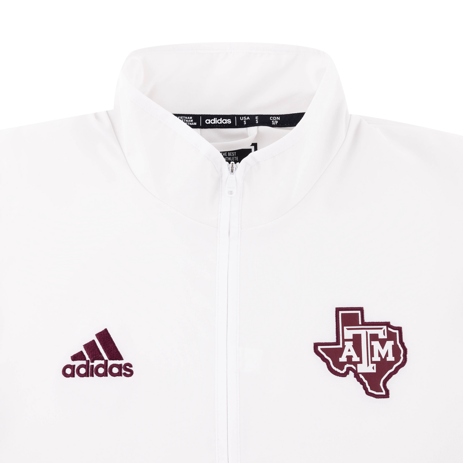 Texas A&M Adidas White Woven Quarter Zip Jacket