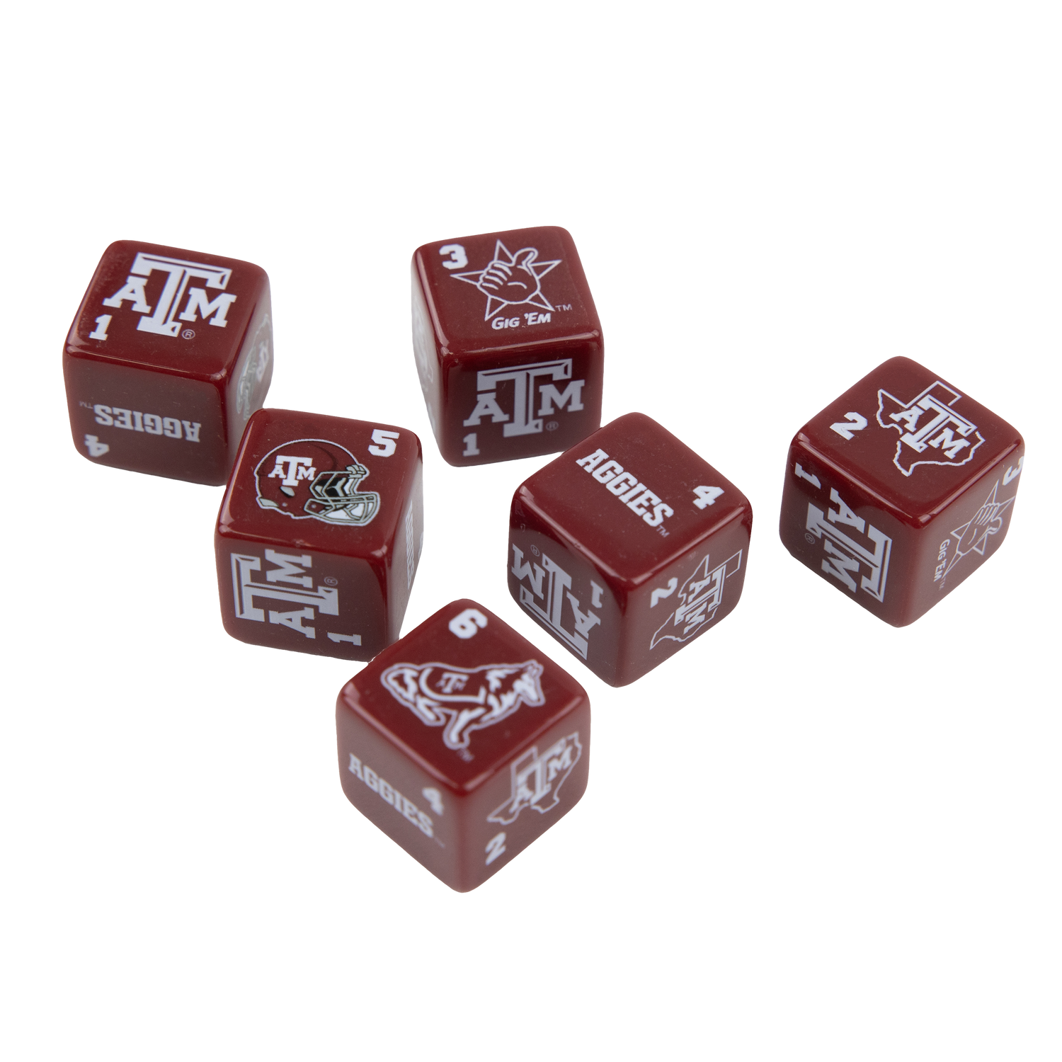 Texas A&M Six Dice Set