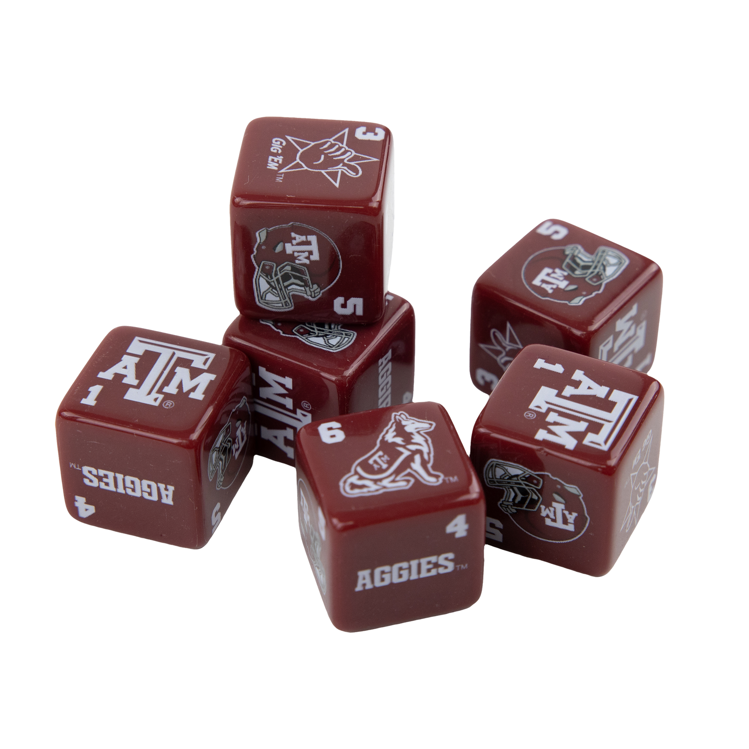 Texas A&M Six Dice Set