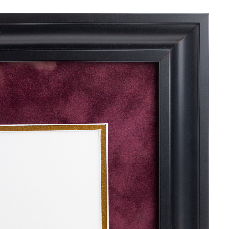 Executive Black with Maroon Suede Diploma Frame