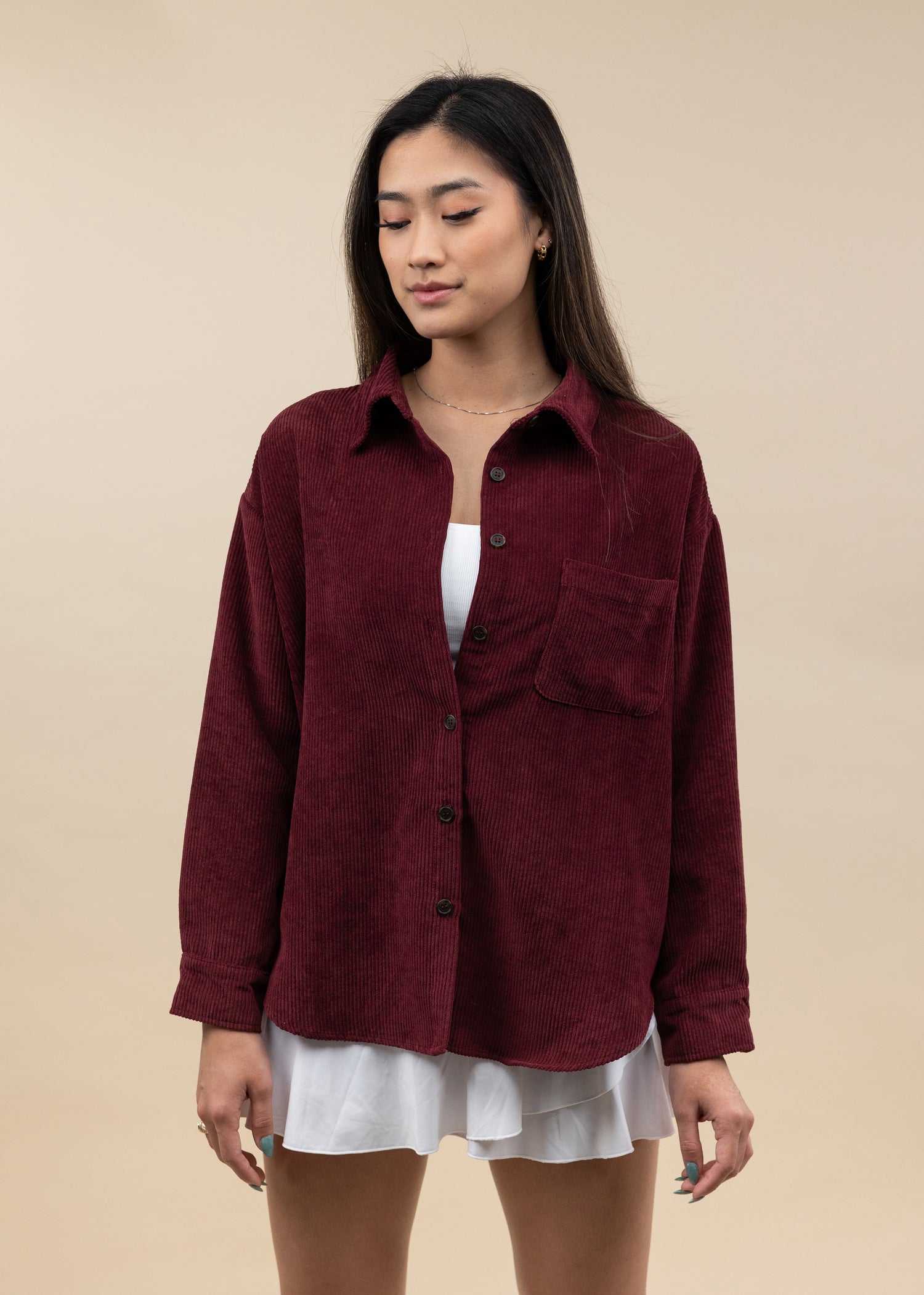 Maroon Corduroy Button Down