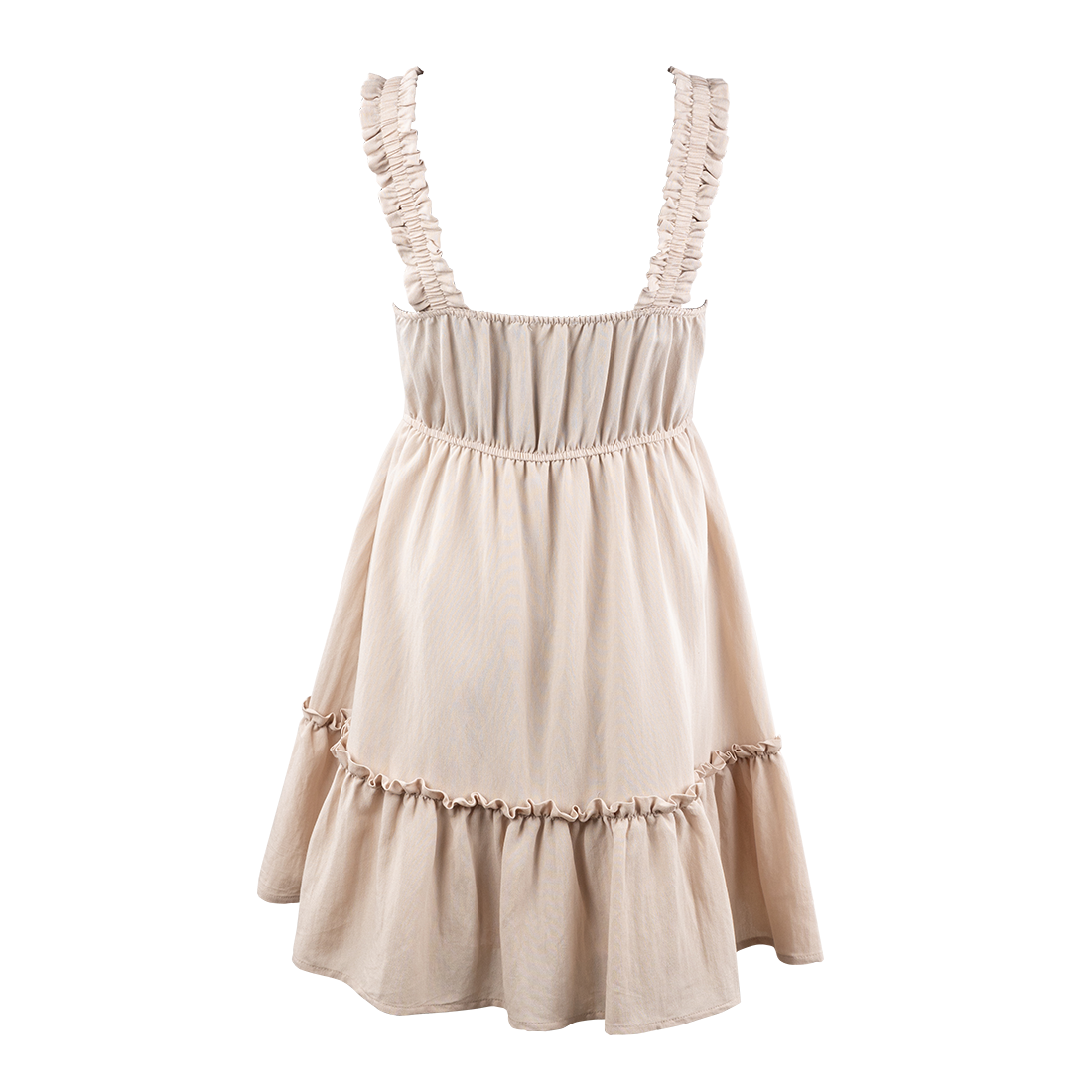 Cream Tiered Ruffle Strap Dress