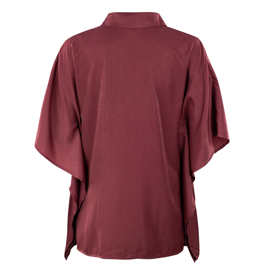 Maroon Button Down Batwing Top