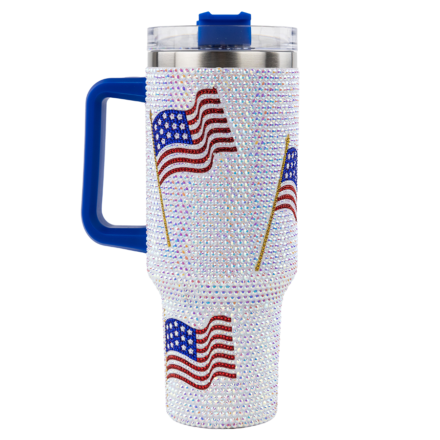 Queen of Sparkles Flag Rhinestone Tumbler