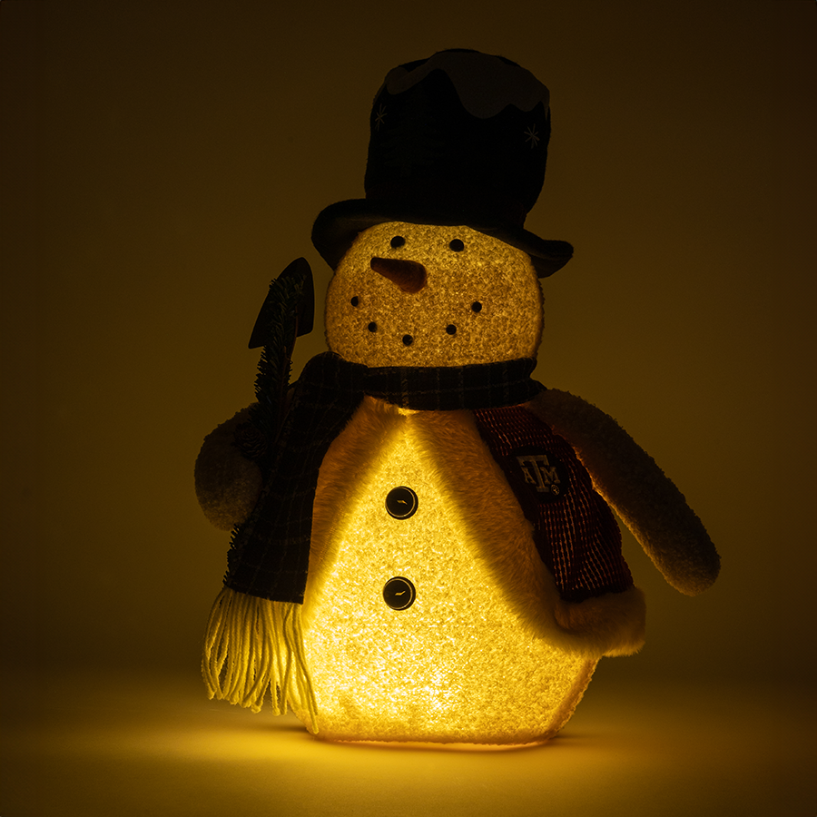 Texas A&M Lit Up Top Hat Snowman