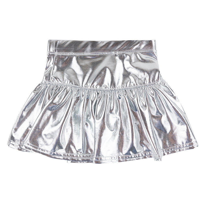 Youth Metallic Silver Skort