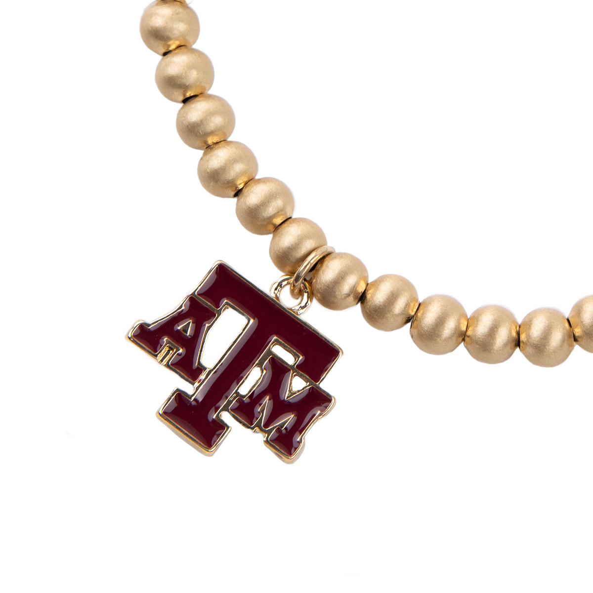 Texas A&M Gold Beaded Stretch Bracelet