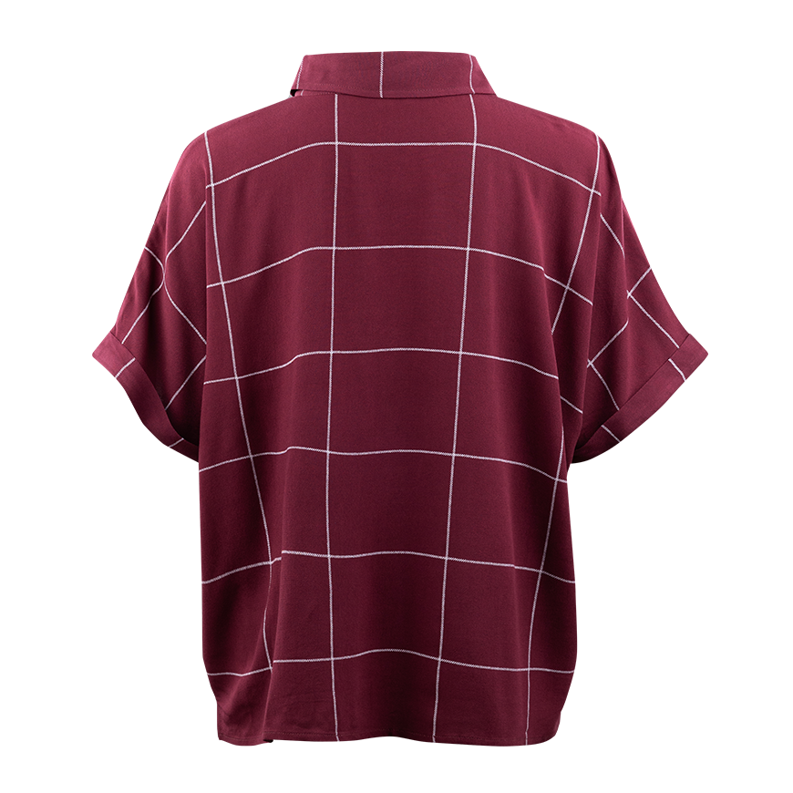 Maroon Square Short Sleeve Button Down