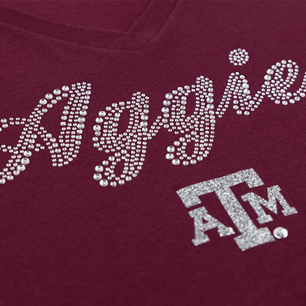 Texas A&M Aggies Rhinestone Julia V Neck Tee