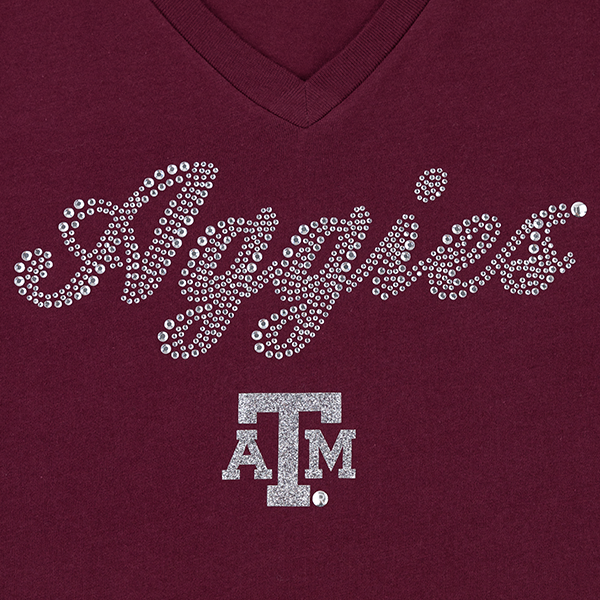 Texas A&M Aggies Rhinestone Julia V Neck Tee