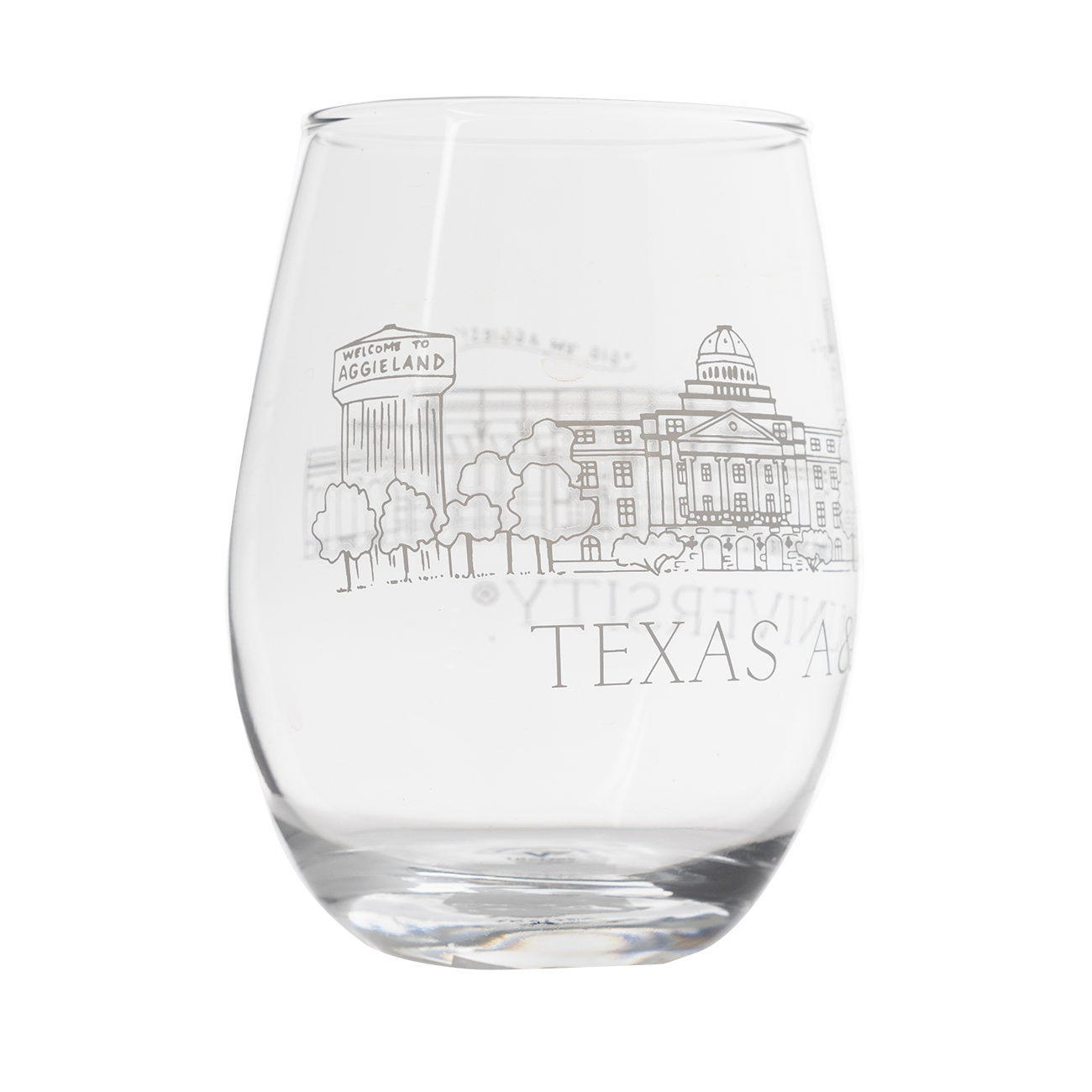 Texas A&M Skyline Wine Glass 12oz