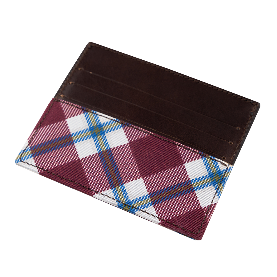 Maroon Plaid Silk Trim Wallet