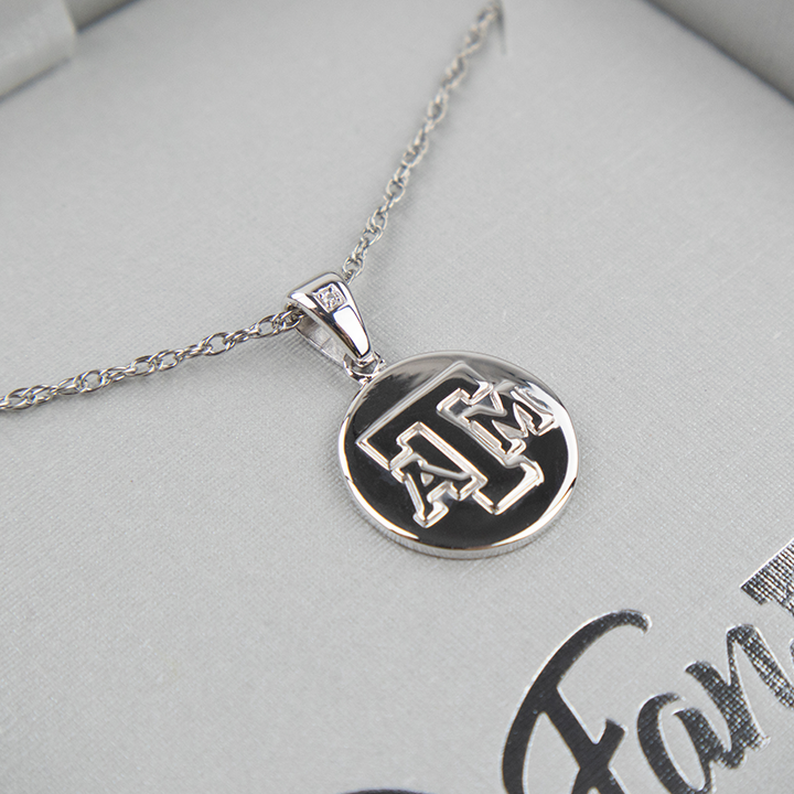 Texas A&M Silver Raised ATM Pendant Necklace