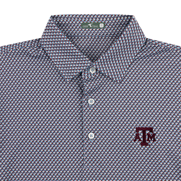 Texas A&M Gen Teal Brick Geo Box Performance Polo